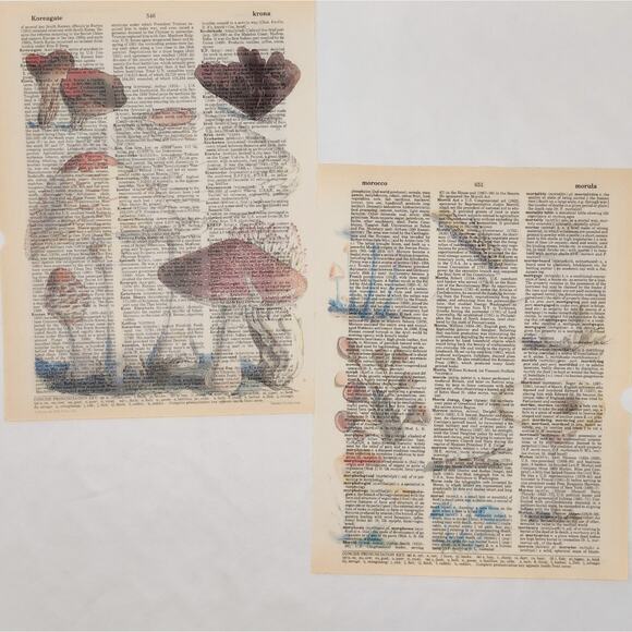 Mushroom Dictionary Prints 3, Colorful Mushroom Prints, Book Page Prints - Picture 4 of 6